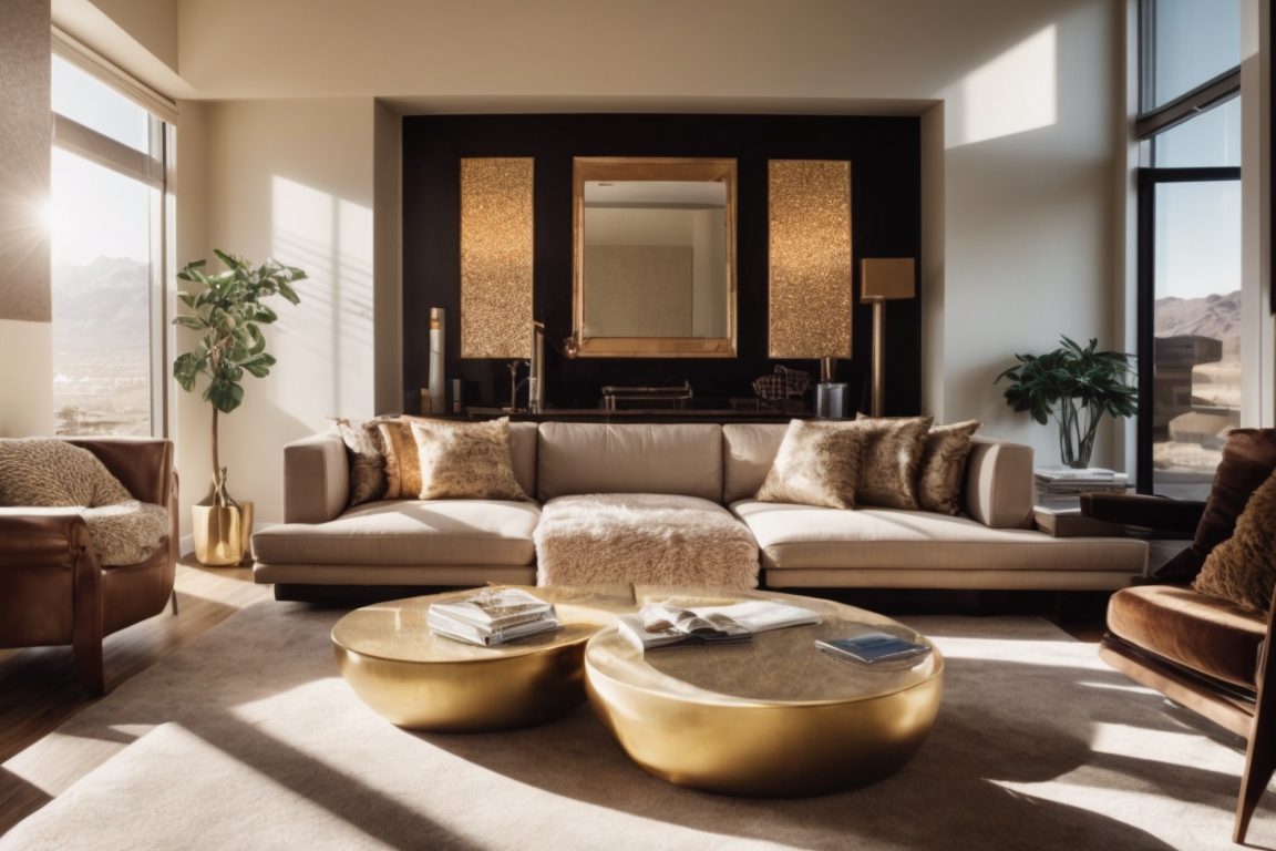 Las Vegas home interior with sun glare on furniture