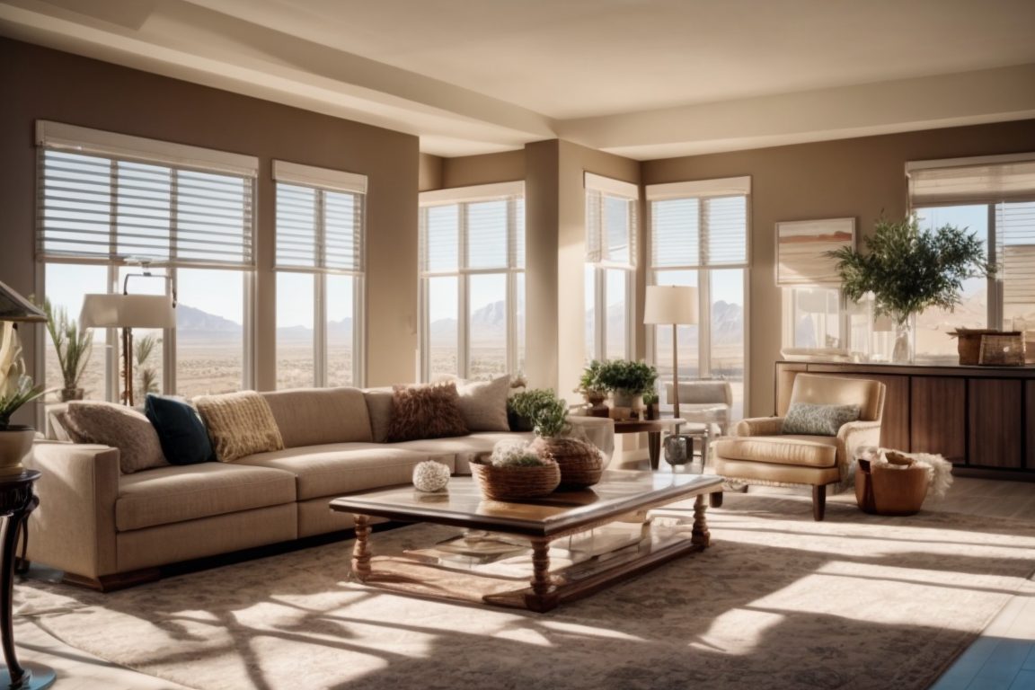 Las Vegas home interior with tinted windows and sun glare reduction