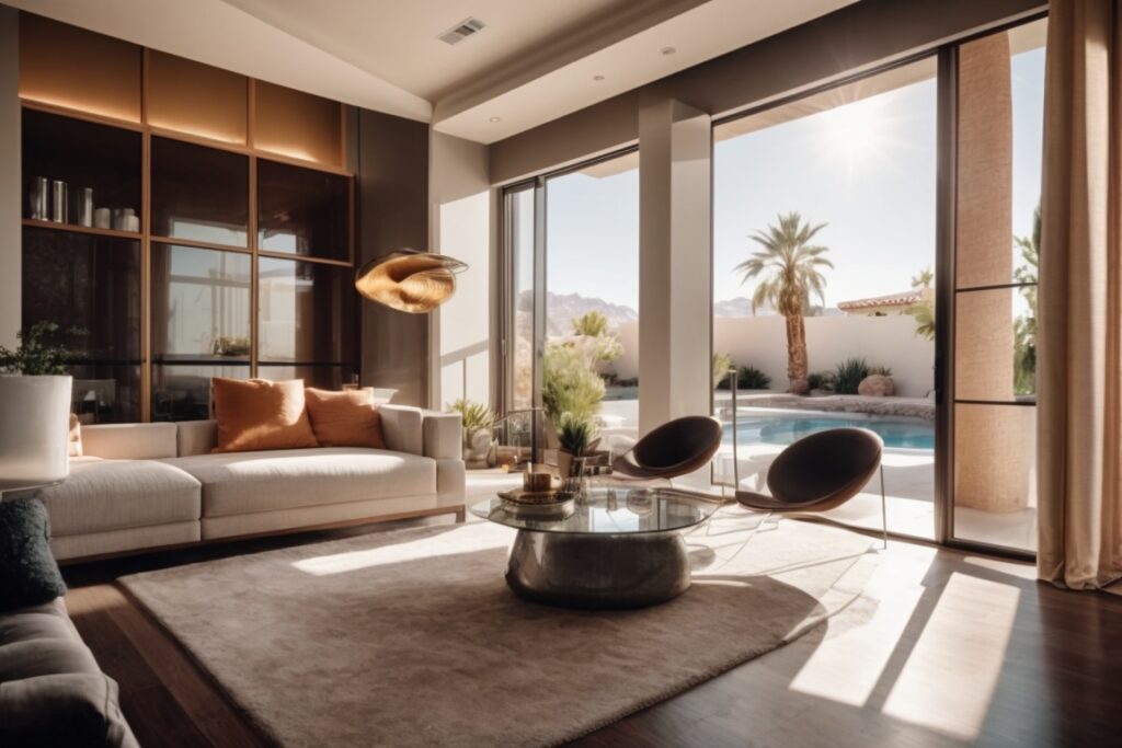 Las Vegas home interior with sun-protective window film