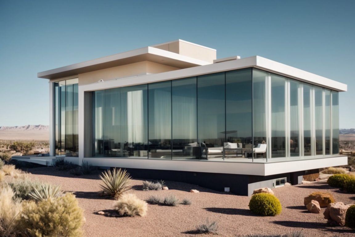 Modern home with window film installation in sunny Las Vegas setting