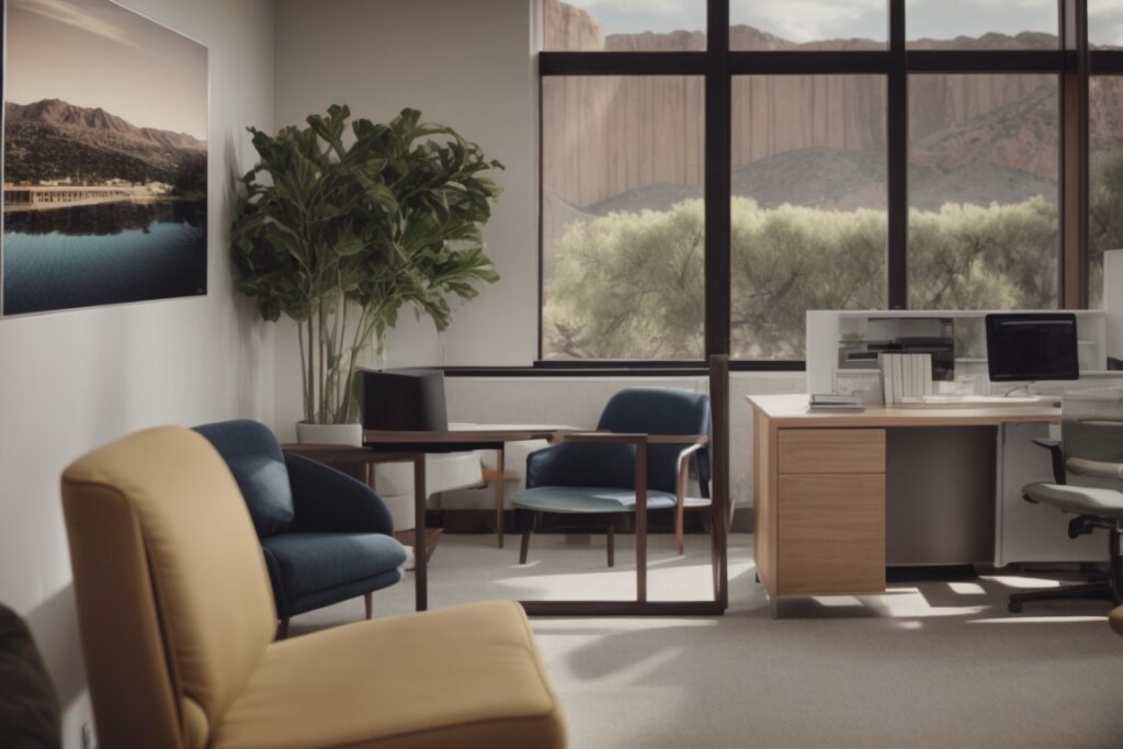 Las Vegas office with energy saving window film and comfortable workspace