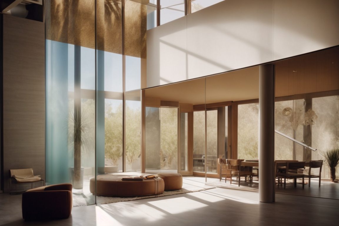 Las Vegas home interior with decorative frosted window films