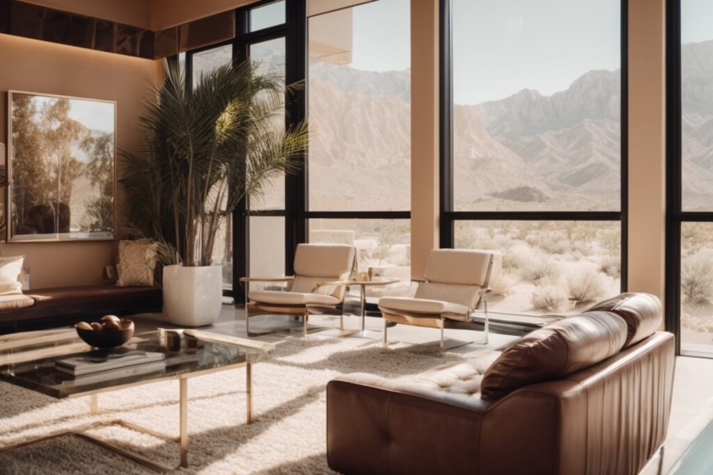 Las Vegas home interior with opaque tinted windows and stylish decor