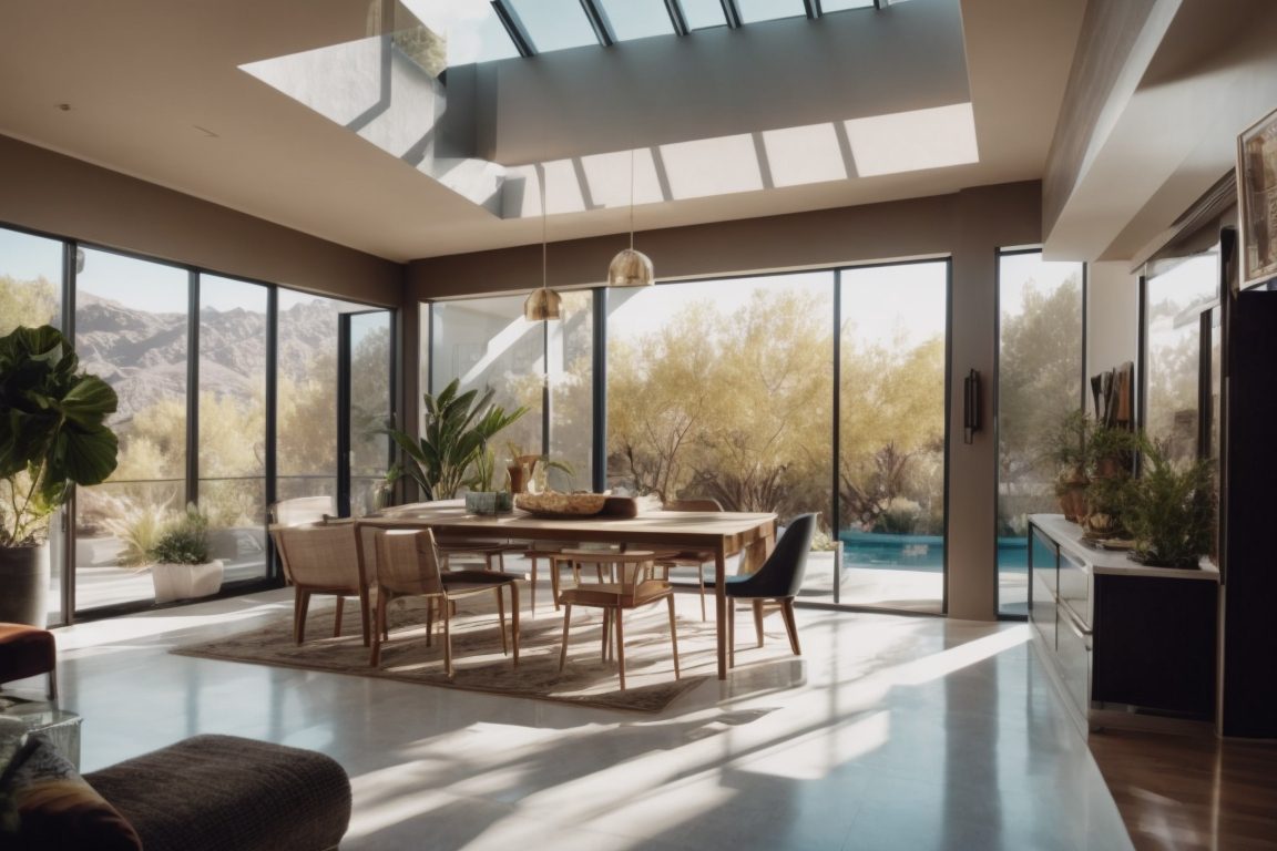 Las Vegas home interior with advanced window film blocking harsh sunlight