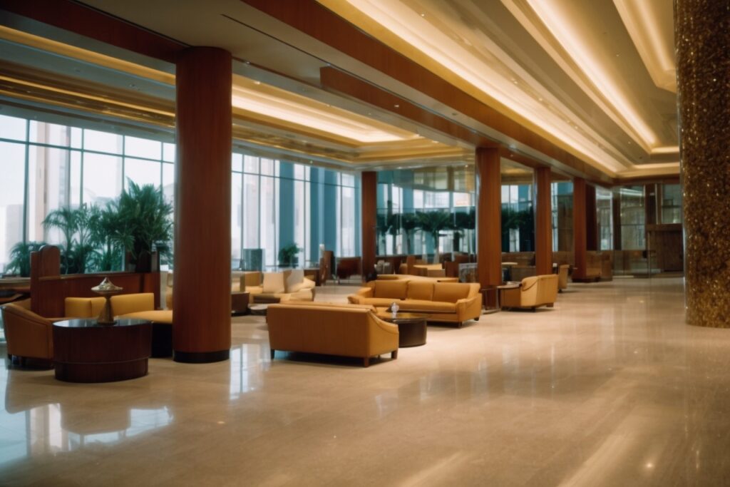 Las Vegas hotel lobby with clear energy efficient windows