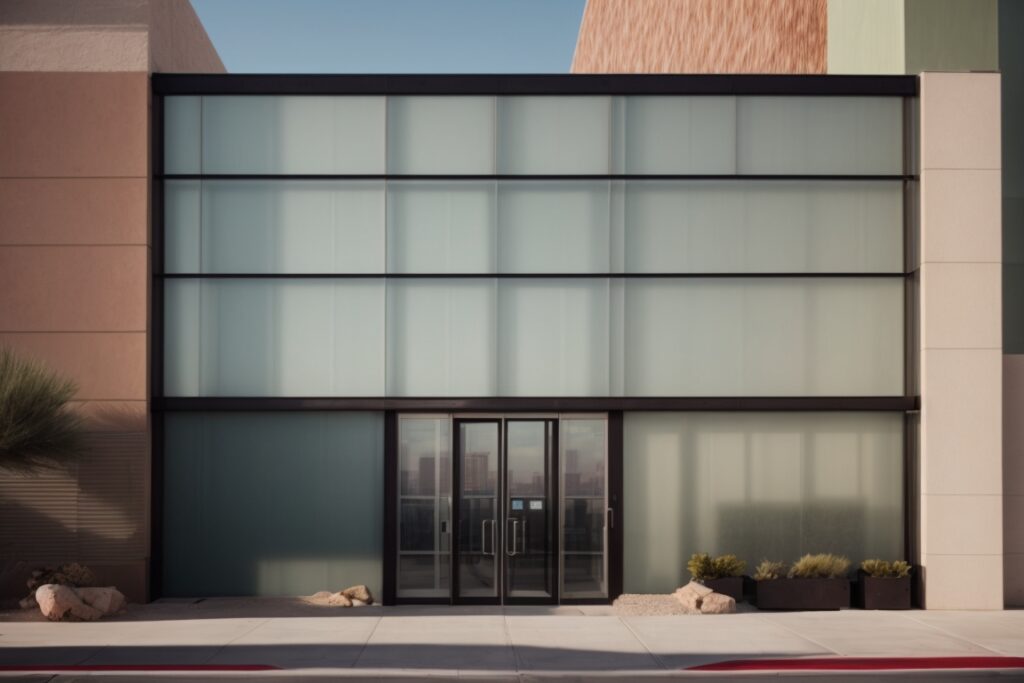 Las Vegas commercial space with opaque frosted windows